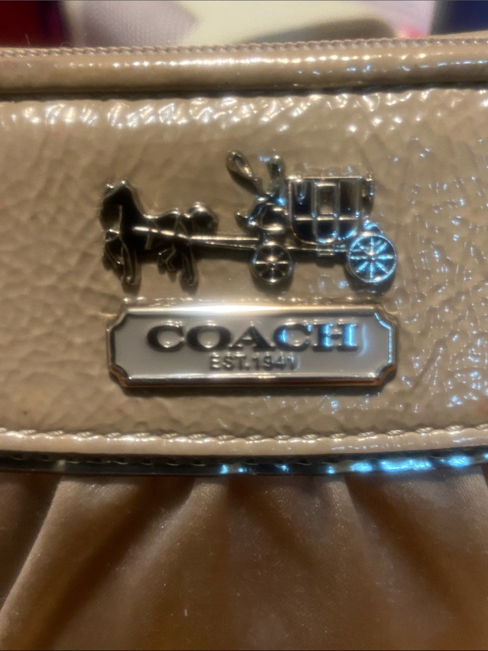 Coach Metallic Taupe Satin Wristlet with Gold Hardware - Picture 12 of 13